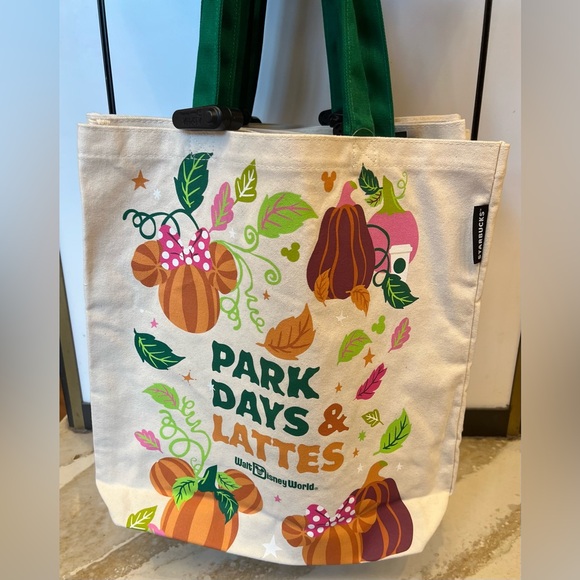 Disney World Starbucks Pumpkin Spice Park Days And Lattes PSL Canvas Tote Bag - Picture 5 of 5
